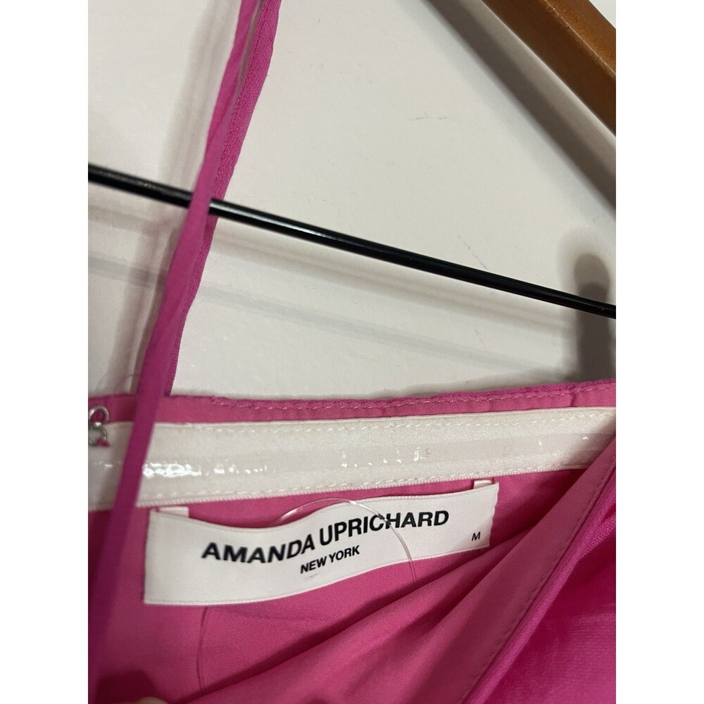 Amanda Uprichard REVOLVE Estrada Cerise Hot Pink Ruffle Midi Dress Medium - Picture 5 of 10